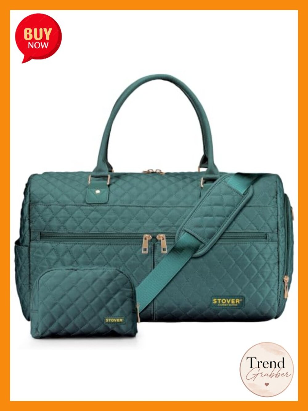 Large Quilted Travel Duffel with Shoe Compartment Weekender